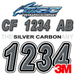 Silver Carbon Boat Registration Numbers