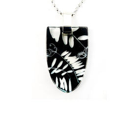 Black Vetch Pendant, Recycled Plastic and silver