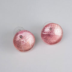 Pink skeleton leaf stud earrings