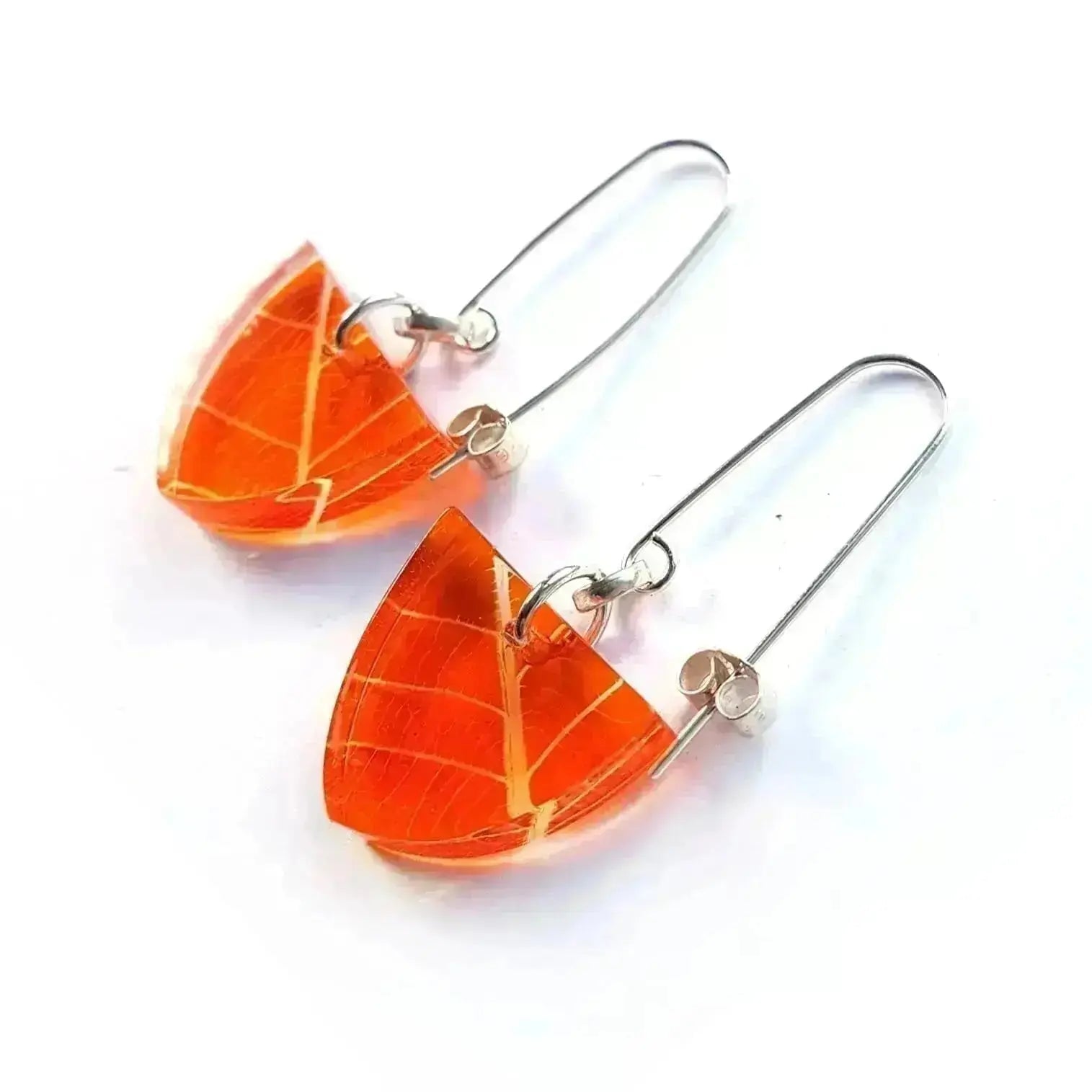 Small Leaf Earrings with Tiny Colorful Beads Orange