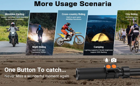 C3 Pro Bike Camera, Bike Light, Electric Bike Horn 3 in 1, 4K 60FPS Ultra HD Video, Waterproof IPX5, Action Camera