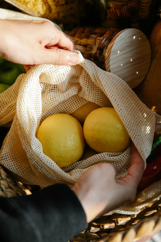 Cotton Produce bag with lemons inside