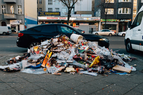 trash pollution on street, health hazard