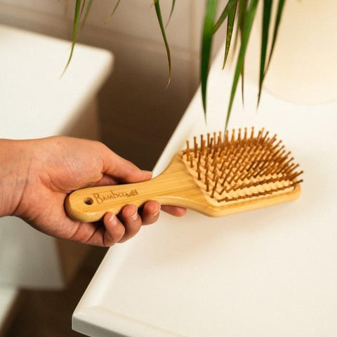 sustainable, zero waste, earth-friendly, plastic-free Bamboo Paddle Hair Brush | Adult - Bamboo Switch