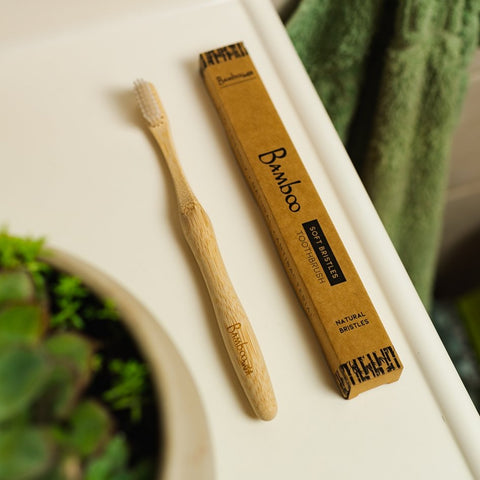 sustainable, zero waste, earth-friendly, plastic-free Bamboo Toothbrush - Compostable Bristle - Bamboo Switch