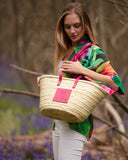 Pink tote leather basket bag by Henrietta Spencer