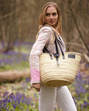 Large basket tote with zip in Navy