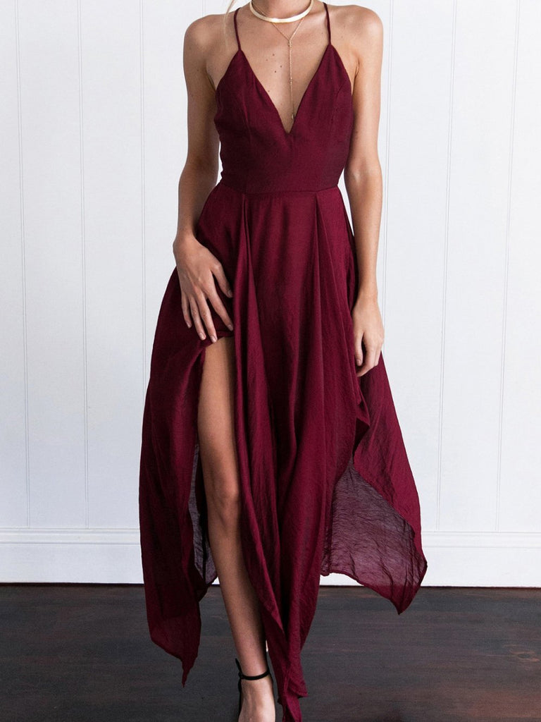 dark red hoco dresses