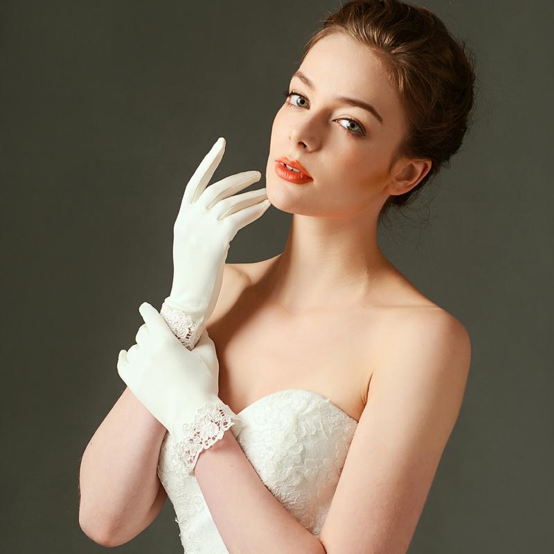 ivory satin gloves