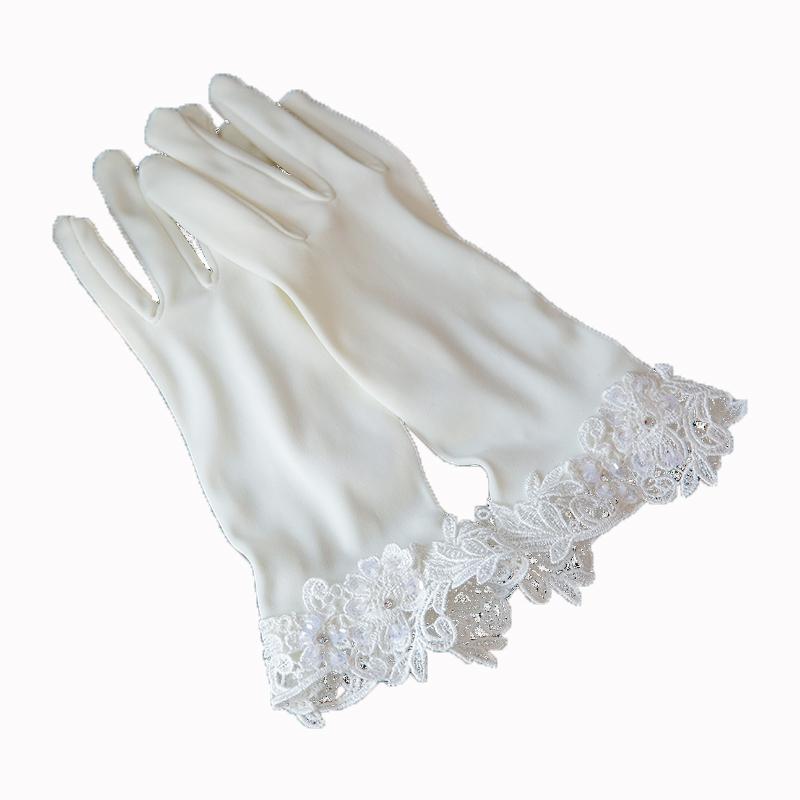 ivory satin wedding gloves