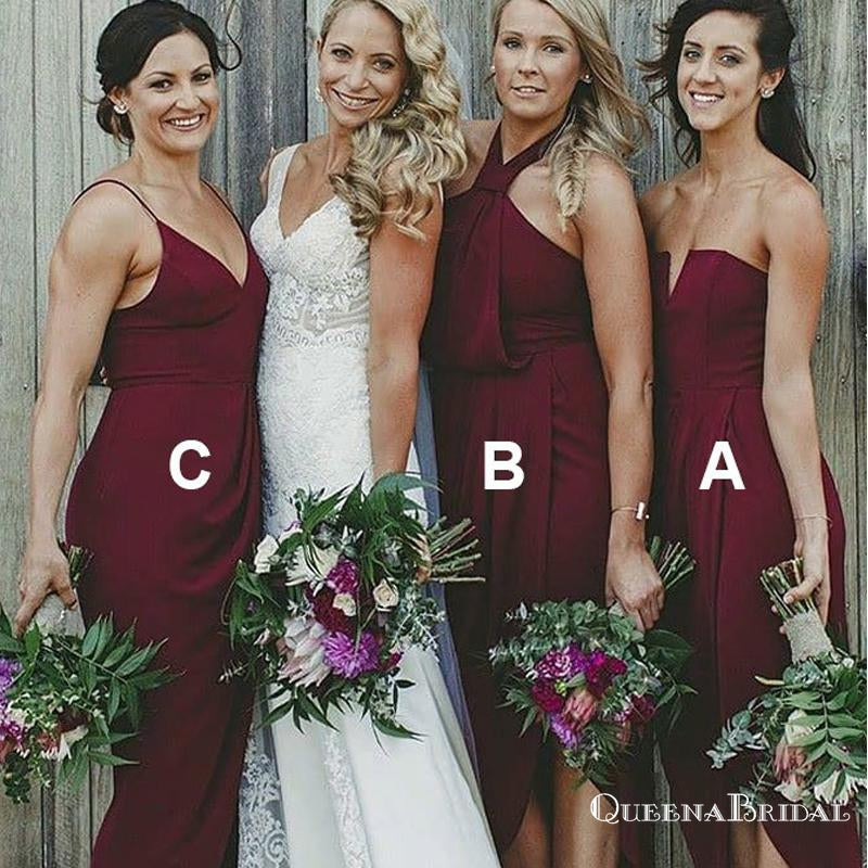 wine chiffon bridesmaid dresses