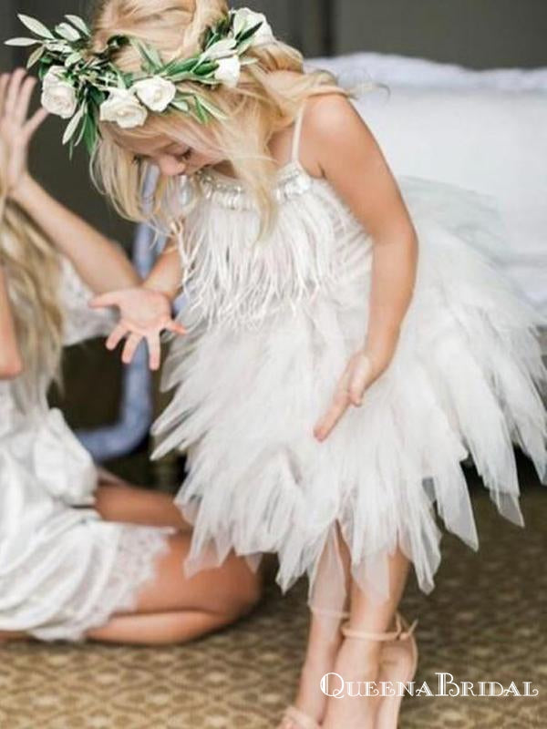 spaghetti strap tulle flower girl dress