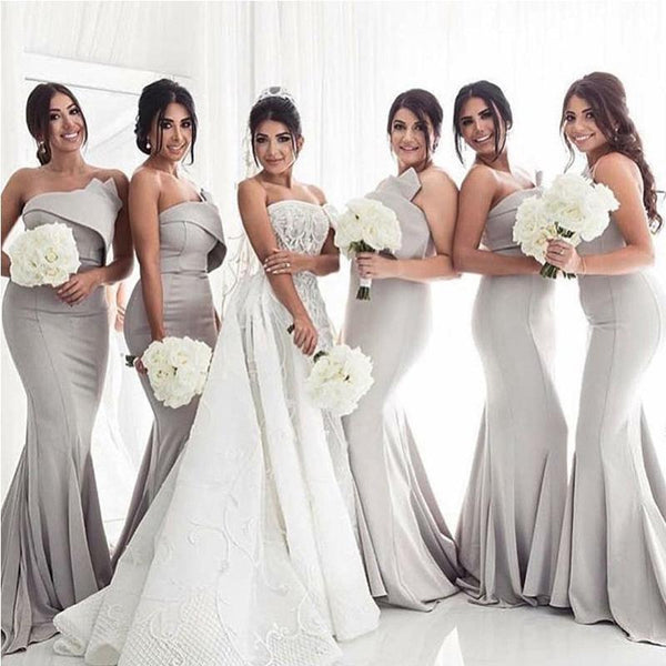 grey bridesmaid dresses long