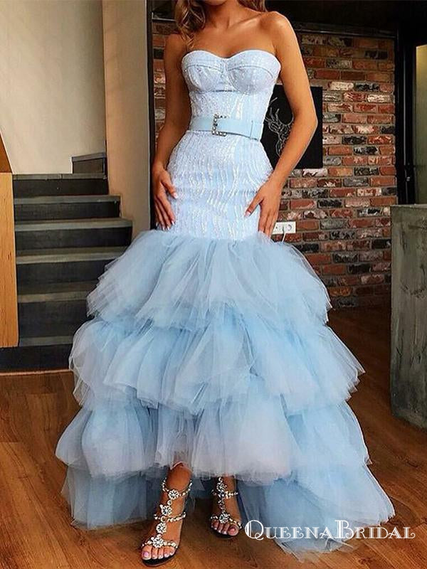 High Low Teal Blue Tulle Prom Dresses, Teal Blue High Low Formal Eveni –  jbydress