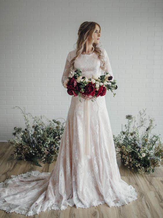 Sparkly V-neck Long Sleeve Sequin A-line Long Cheap Beach Wedding Dresses,  WDS0042