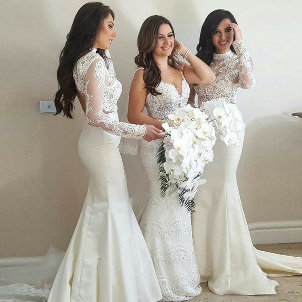 ivory bridesmaid dresses with sleeves