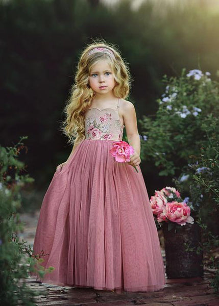 rose flower dress for girl