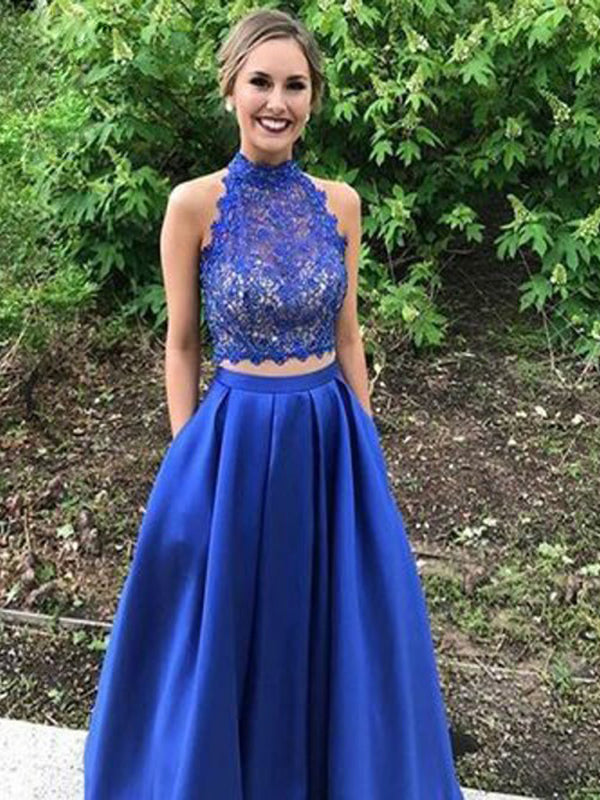 royal blue open back prom dress