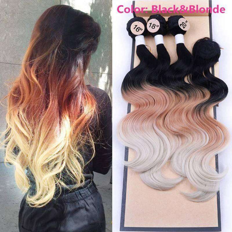 16 18 20 Body Wave Closure Wavy Hair Weaving 3bundles