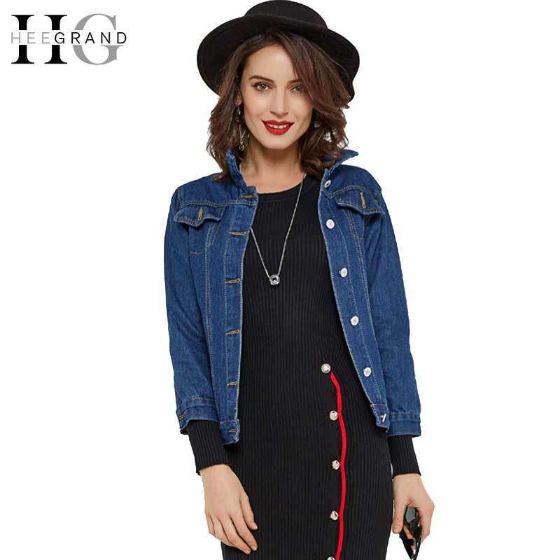 Hee Grand 2017 Autumn Manteau Femme Denim Jacket Women Three