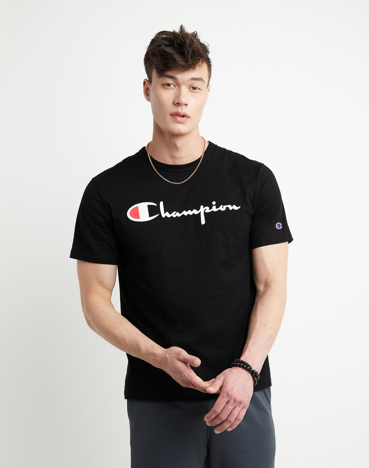 Automatisk Bekræftelse stressende Champion Lightweight Heritage Script Black T-Shirt – Sickoutfits