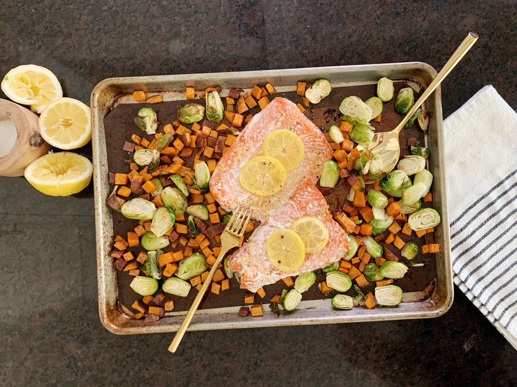 one pan dinner | one pan salmon and veggies recipe
