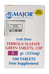 Major Ferrous Sulfate Green Tablets 325 mg - 100 Tab