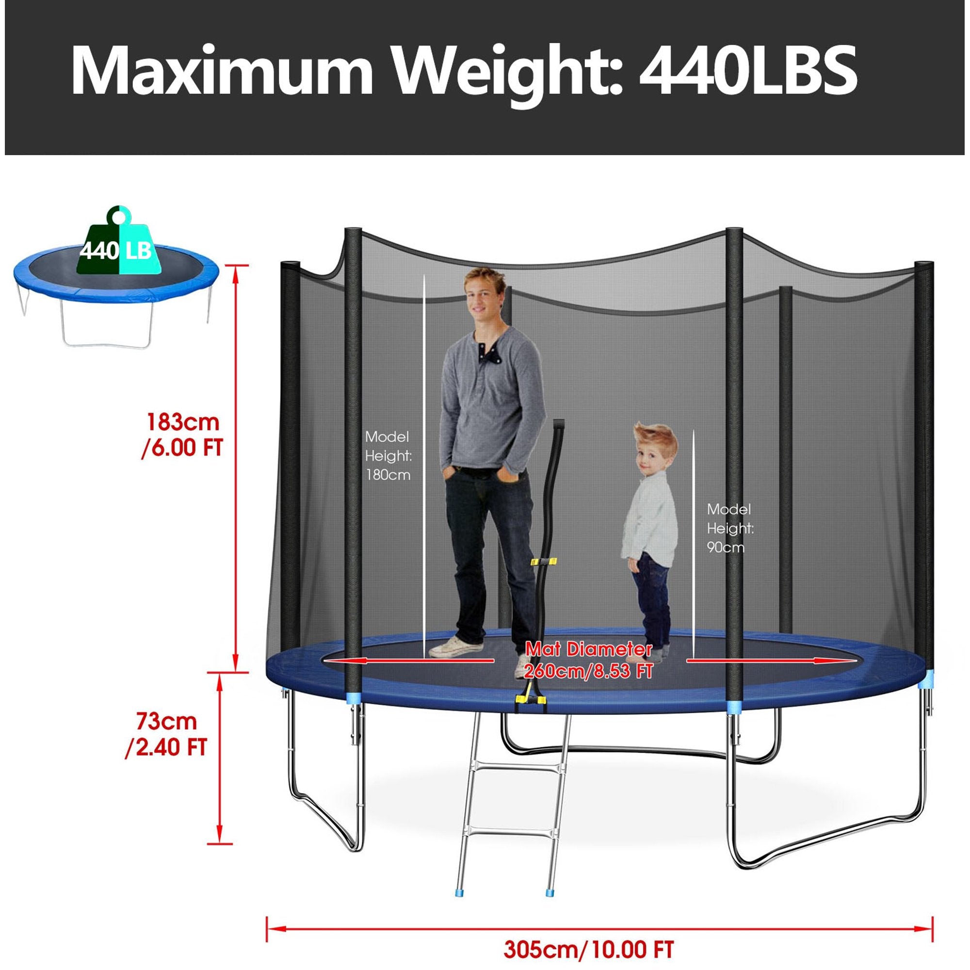 output Terug kijken Rode datum SUGIFT 10ft Trampoline for Kids and Adults with Safety Enclosure Net J