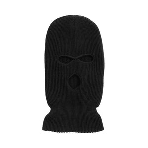 3-HOLE BEANIE KNIT SKI FACE MASK BLACK