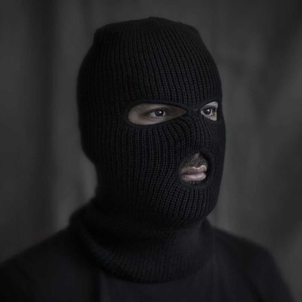 Máscara de bufanda negra hecha a mano / Negro Balaclava para hombres /  máscara de la capucha / máscara