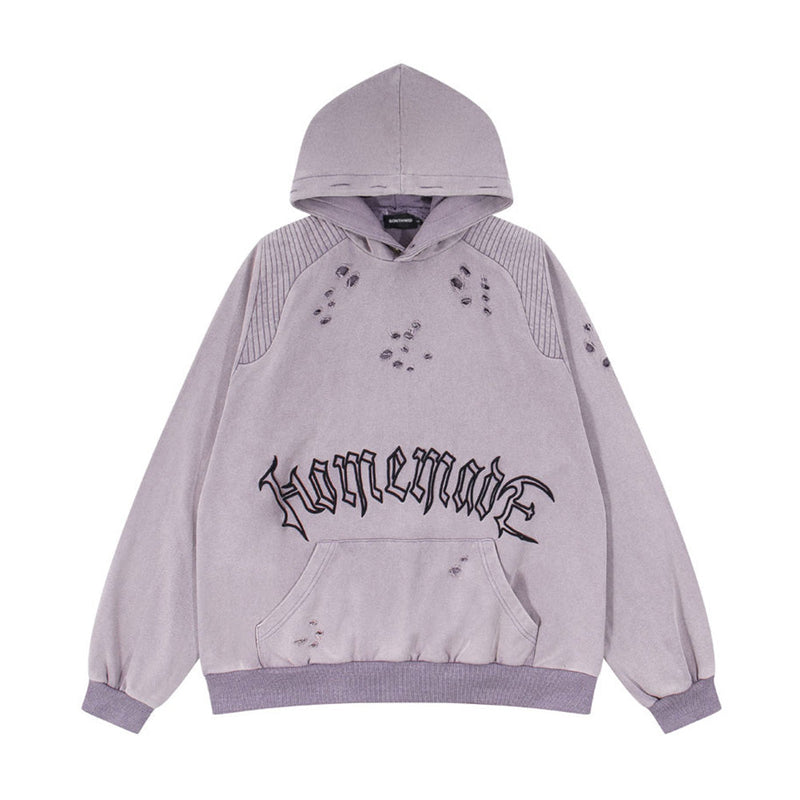 Destroyed Acid Washed Hoodie - Ripped Hooded Sweatshirt – Prisoner