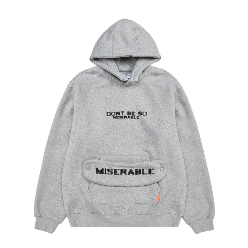 Don’t Be So Miserable Hoodie with Detachable Scarf Grey
