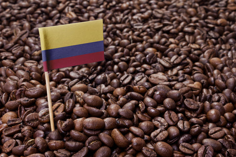 Colombian flag in coffee beans Eldorado Coffee