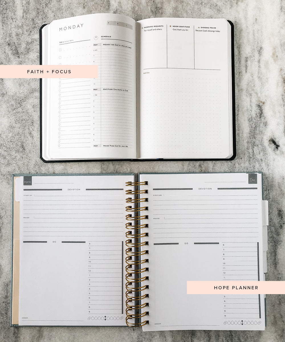 faith and focus 90 day planner versus hope planner daily planner view