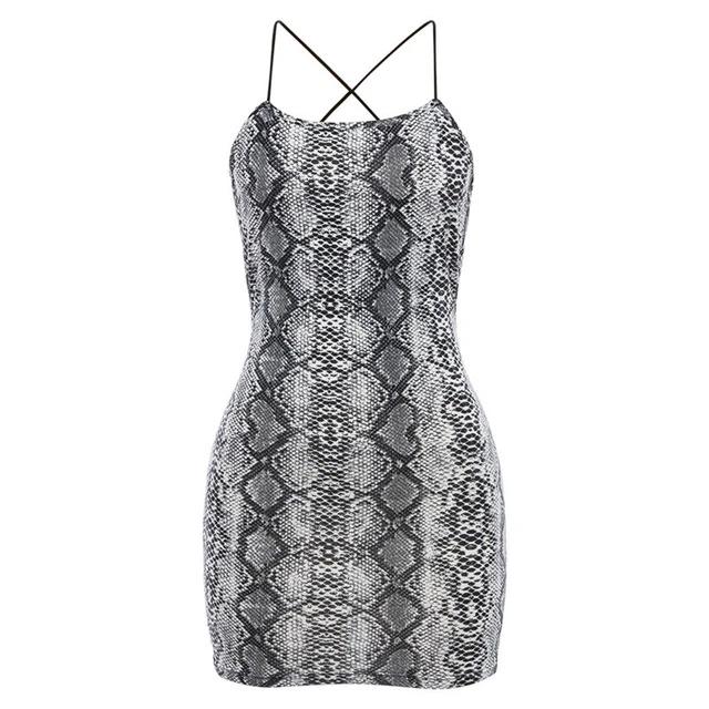 backless snake print dress