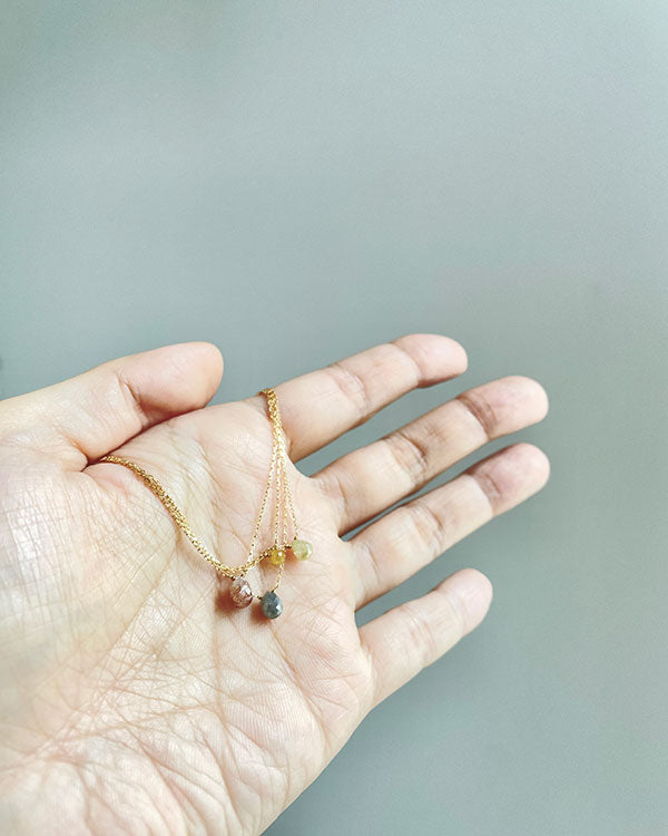一粒の少し赤みのあるナチュラルダイヤモンドネックレス – ileava jewelry