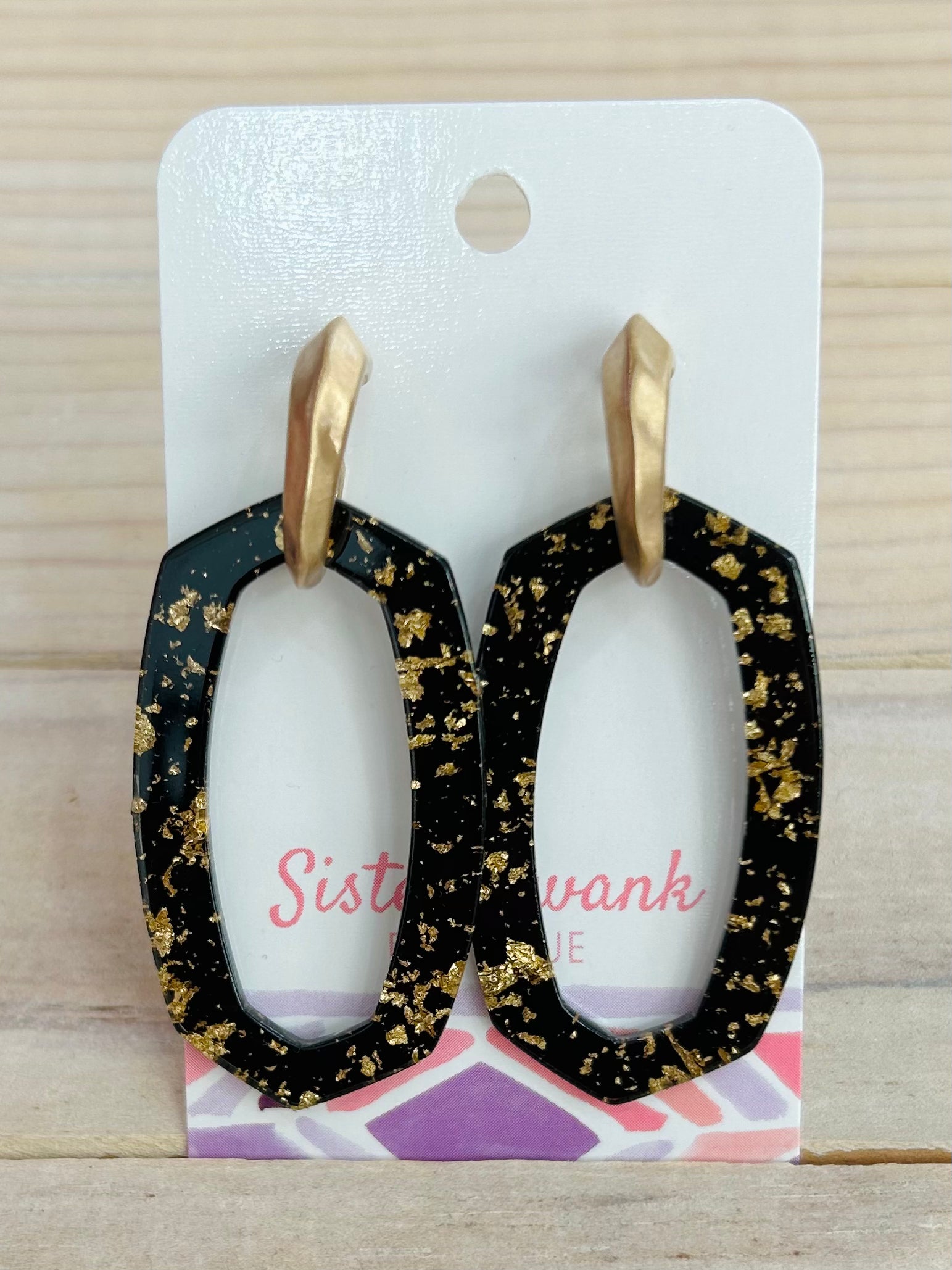Black and Gold Flake Earrings