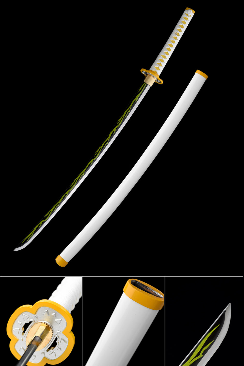 Demon Slayer Cosplay 104 cm Zenitsu Agatsuma Wooden Sword Nichirin Life  Size Replica Katana Perfect for Anime Gift Merchandise Collectibles