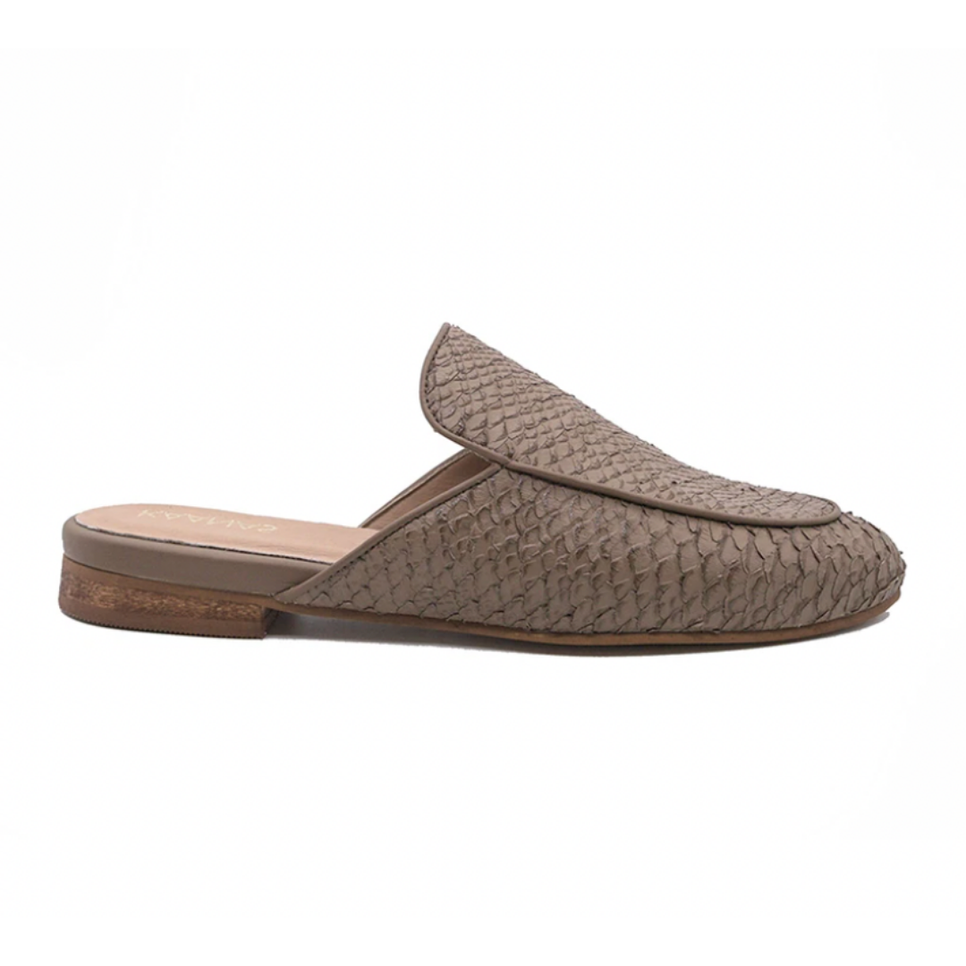 Sardinia Taupe Snake Embossed Mule