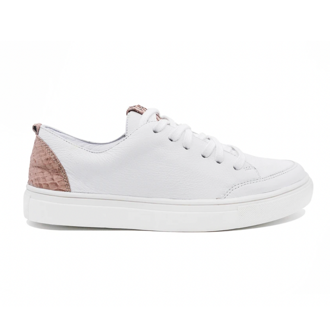 Paris Lace-up Sneaker with Contrast Heel (Nude)