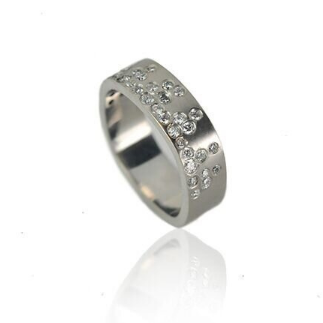 Fairy Dust Square Ring with Diamonds