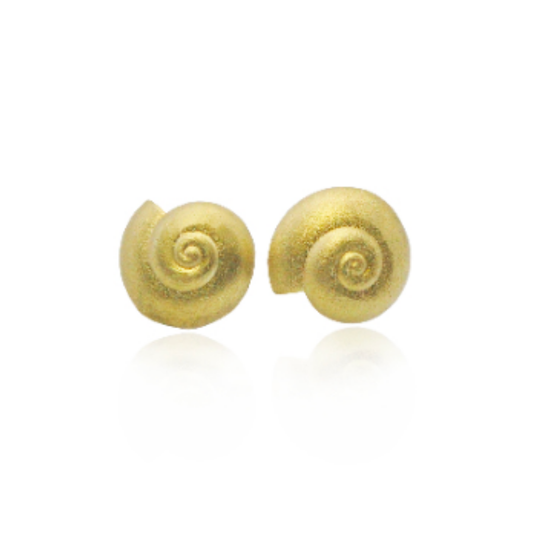Gold Small Snail Shell Post Earrings