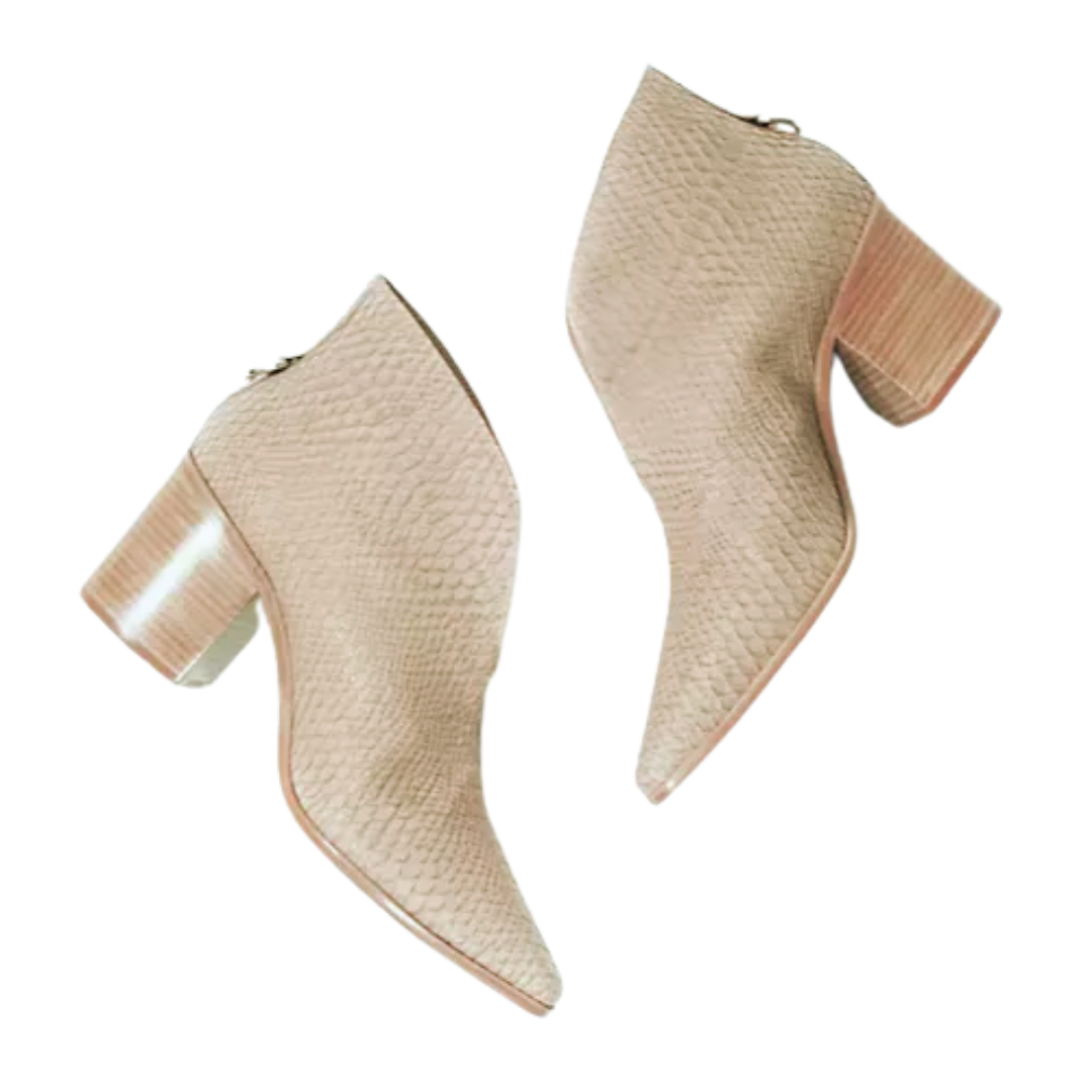 Morellino Snake Open-ankle Block Heeled Booties (Taupe)