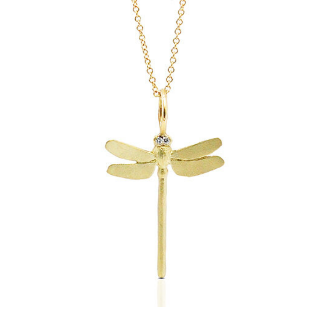 Gold & Diamond Dragonfly Necklace