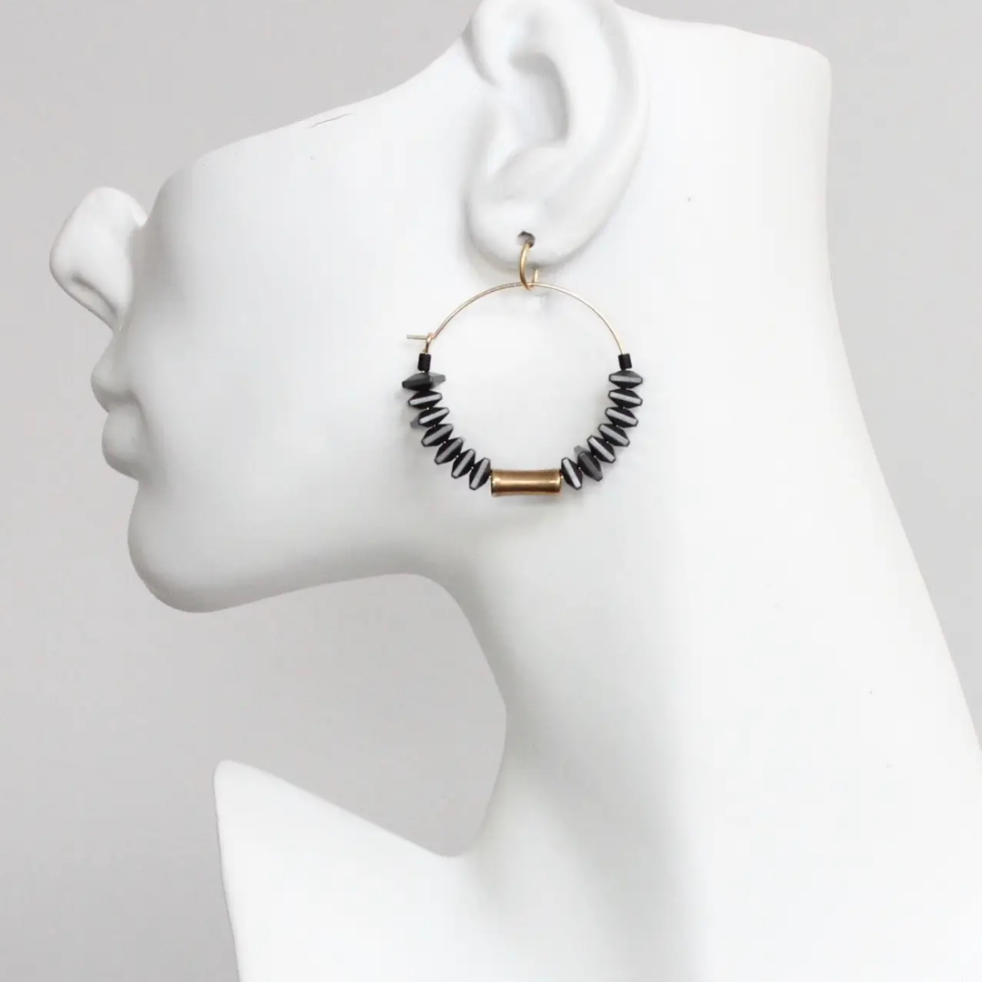 Hematite Hoop Earrings