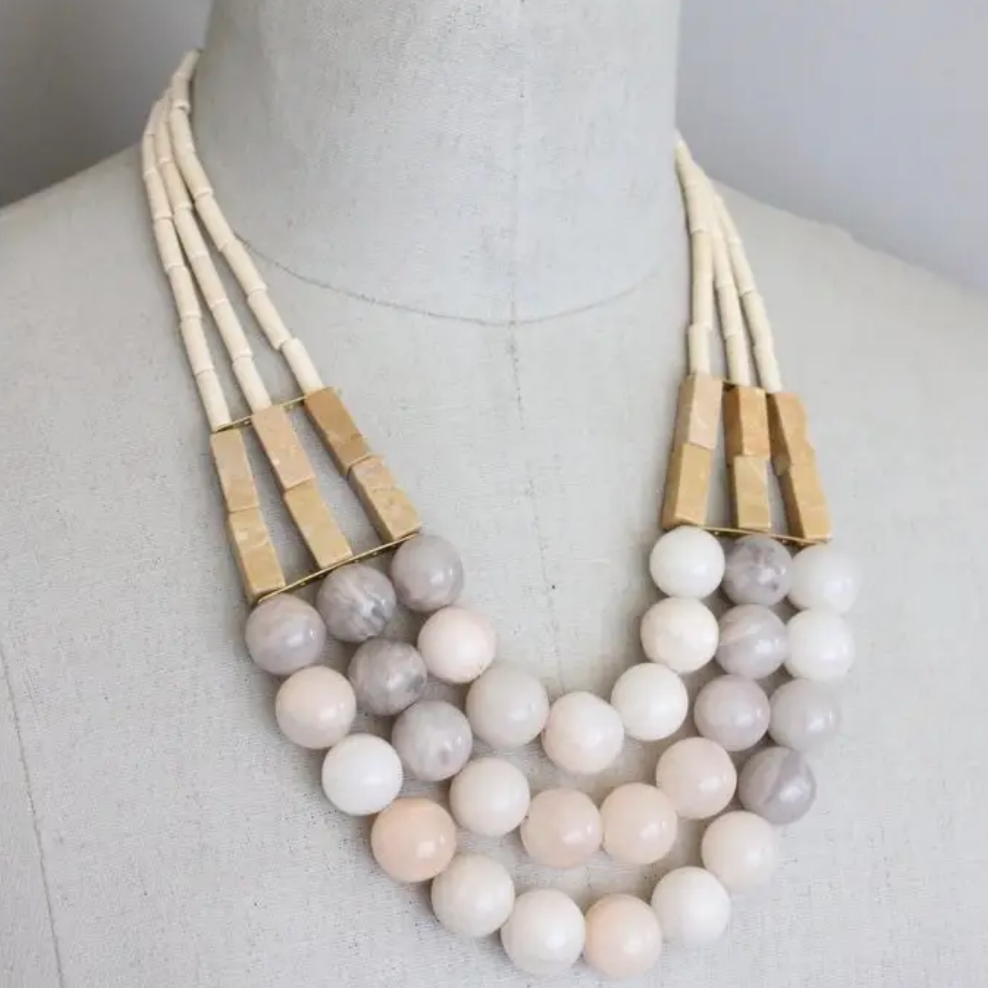 Triple Strand Marble Necklace