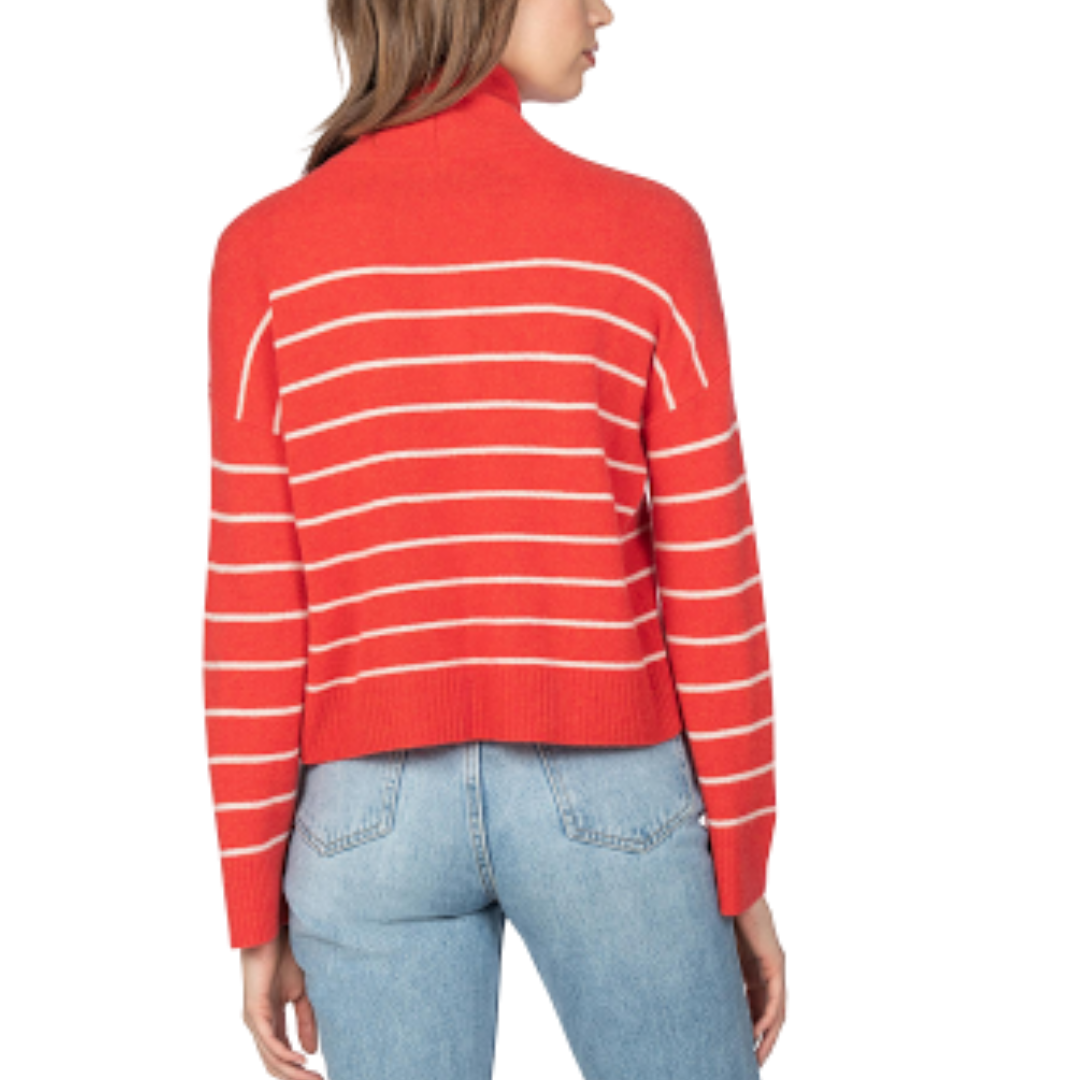 Cashmere Easy Striped Turtleneck (Flame Stripe)