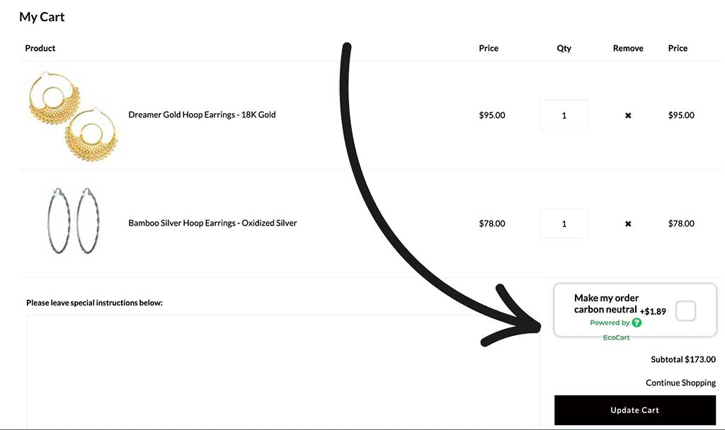 Eco Cart Carbon Offsets for E-commerce