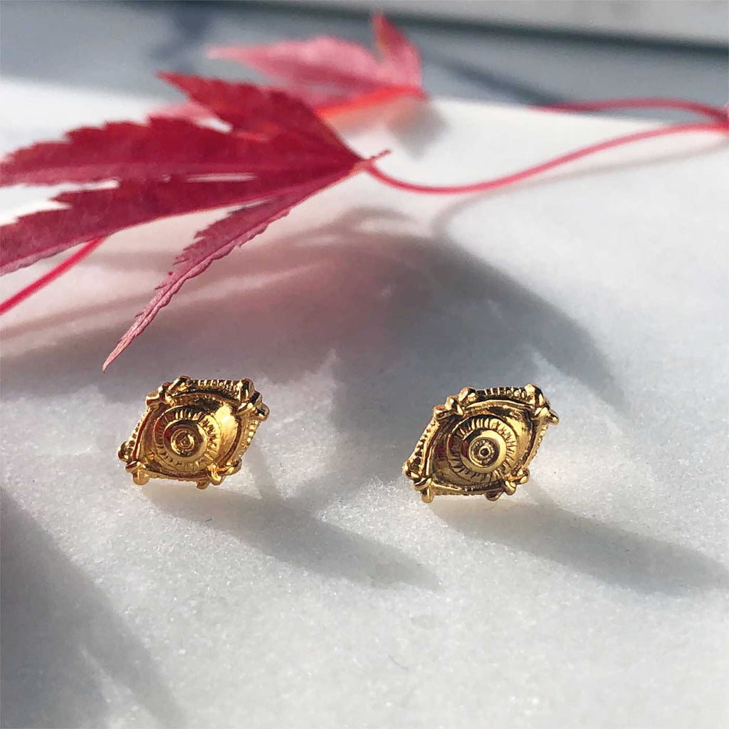 Holiday gifts fro her under $40 Gold eye stud earrings 