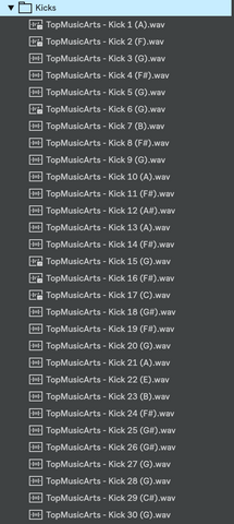 Kick samples renamed with key